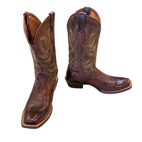 Ariat Turnback Men 11EE Square Toe Leather Western Cowboy Boots Mexico  preloved - Picture 1 of 16